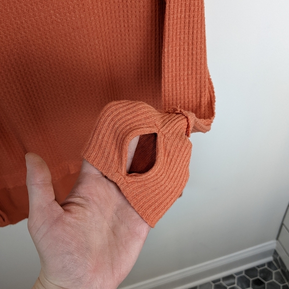 Free People We the Free Orange North Shore Thermal Tunic Oversized Top - Picture 3 of 6